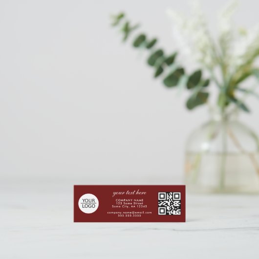 Rood Voeg uw Logo QR Code Custom Text Promotion to Mini Visitekaartje (Staand voorkant)