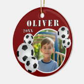 Rood Voetbal Football Sportfoto Keramisch Ornament (Links)