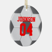 Rood Voetbal Kerst Keramisch Ornament (Rechts)