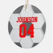 Rood Voetbal Kerst Keramisch Ornament (Links)
