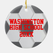 Rood Voetbal Kerst Keramisch Ornament (Achterkant)