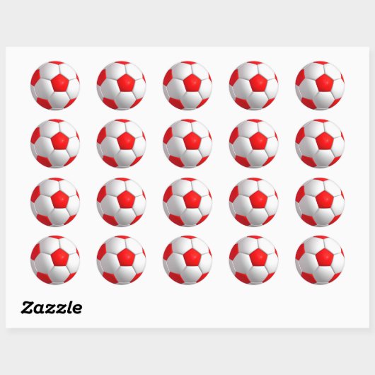 Rood Voetbal Klassic Round Sticker (Vel)