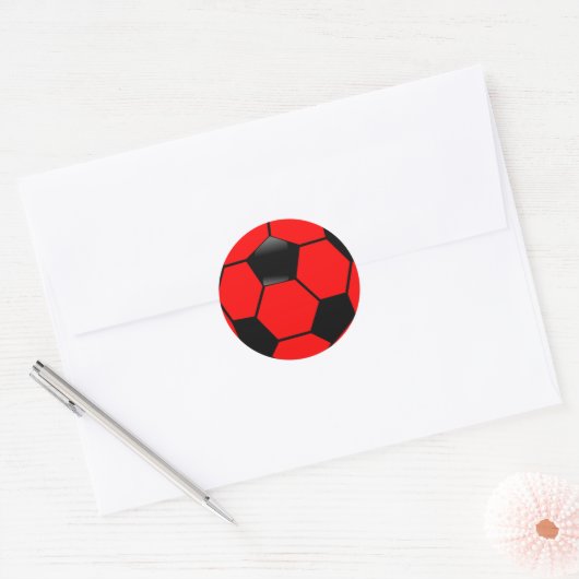 Rood Voetbal Ronde Sticker (Envelop)