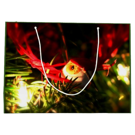 Rood vogel Ornament met kerstboomcadeau Groot Cadeauzakje (Achterkant)