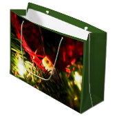 Rood vogel Ornament met kerstboomcadeau Groot Cadeauzakje (Voorkant Gekanteld)