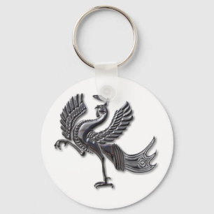 Rood vogelblasglas sleutelhanger