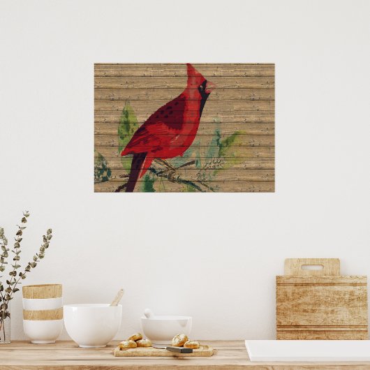Rood vogelkardinaal foto Natuur Muur Poster (Keuken)