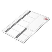 Rood vogelpatroon en Floral Pattern Weekselly Cale Notitieblok (Schuin)