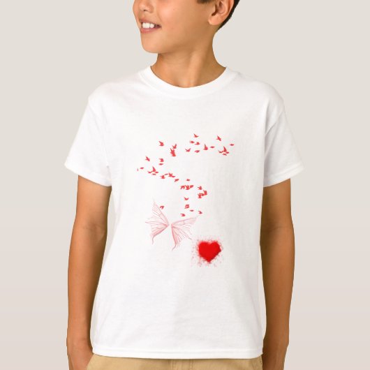 Rood vogelvliegen en hart t-shirt (Voorkant)