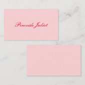 Rood Volledige Naam Script Blush Pink Visitekaartje (Voorkant / Achterkant)