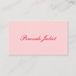 Rood Volledige Naam Script Blush Pink Visitekaartje
