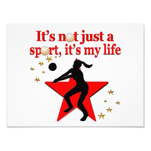 ROOD VOLLEYBAL IS MIJN LEVENSSTIJL FOTO AFDRUK (Voorkant)