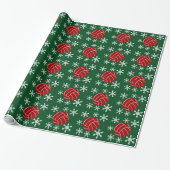 Rood volleybalsnowflake-feestwerkpapier cadeaupapier (Uitgerold)