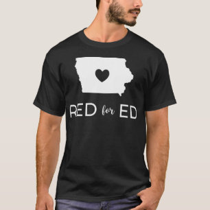 Rood voor Ed Iowa leraar openbaar onderwijs T-shirt