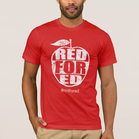 Rood voor Ed #redfored Teachers Protest T-shirt (Voorkant)