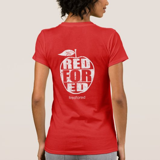 Rood voor Ed #redfored Teachers Strike T-shirt (Achterkant)