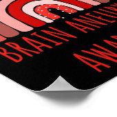 Rood voor hersenaneurysma bewustzijn hersenaneurys poster (Hoek)