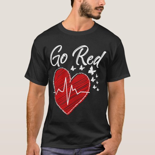 Rood voor vrouwen Rood harthart Ziekte Awarene T-shirt (Voorkant)