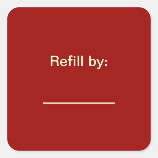 Rood voorschrift Fles Refill Date Sticker (Voorkant)