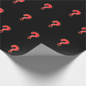 Rood vraagteken op zwart omslagpapier cadeaupapier (Hoek)