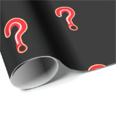 Rood vraagteken op zwart omslagpapier cadeaupapier (Rol Hoek)