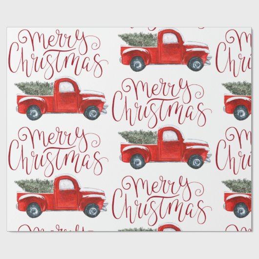 rood vrachtwagen kerst inpakpapier (Vlak)
