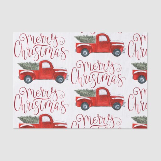  rood vrachtwagen kerst weefsel papier (Voorkant)