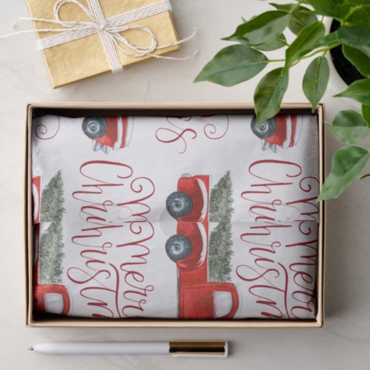  rood vrachtwagen kerst weefsel papier (Geschenk)