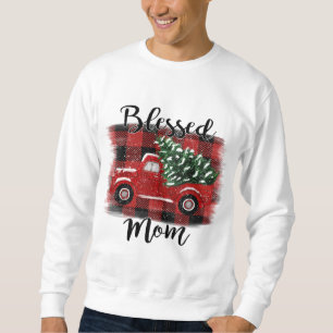 Rood vrachtwagen met gebluste mam kerstboom trui
