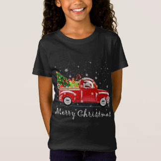 rood vrachtwagen met prettige kerstboom t-shirt