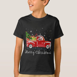 rood vrachtwagen met prettige kerstboom t-shirt