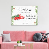  Rood Vrachtwagen Sneeuwkerstbruiloft Canvas Pr (Insitu (Woonkamer))