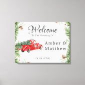  Rood Vrachtwagen Sneeuwkerstbruiloft Canvas Pr (Voorkant)