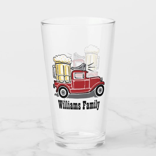 Rood  vrachtwagenkaas Beer Glass Monogramed Glas (Achterkant)