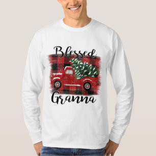 Rood vrachtwagenpark zonder korrel - kerstboom t-shirt