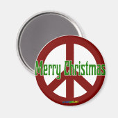 Rood Vredesbord met Vrolijk Kerstfeest Magneet (Voorkant / Achterkant)