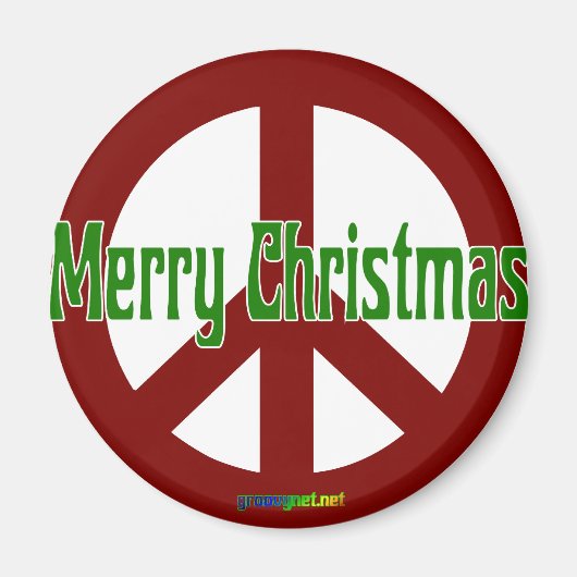 Rood Vredesbord met Vrolijk Kerstfeest Magneet (Voorkant)