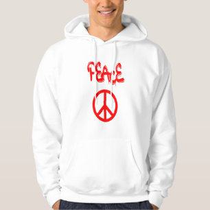 Rood vredesteken met vrede uitgedeeld in graffiti hoodie