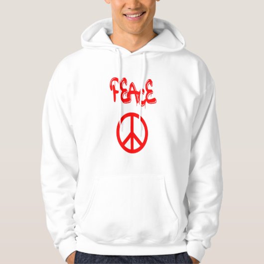Rood vredesteken met vrede uitgedeeld in graffiti hoodie (Voorkant)
