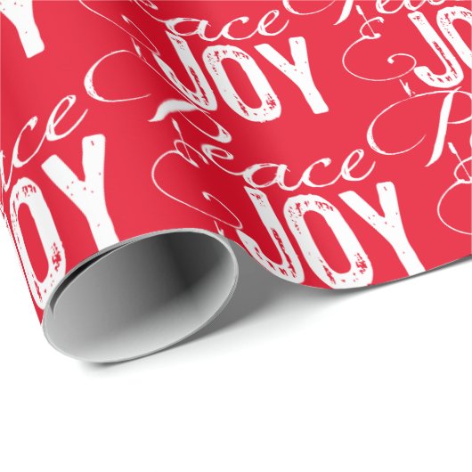 Rood, vredig en vrolijk wittekstpapier cadeaupapier (Rol Hoek)