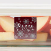 Rood Vrolijk en Helder Sneeuwvlokken Kerstmis Bakk Labels (Aangebracht)