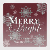 Rood Vrolijk en Helder Sneeuwvlokken Kerstmis Bakk Labels (Design 2)