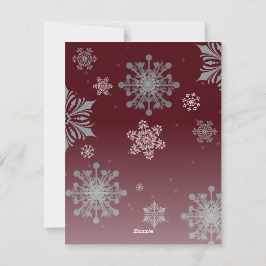 Rood Vrolijk en Helder Sneeuwvlokken Kerstmis Foto Feestdagenkaart (Achterkant)