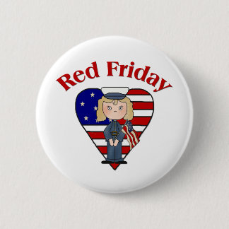 Rood Vrouw op vrijdag Ronde Button 5,7 Cm