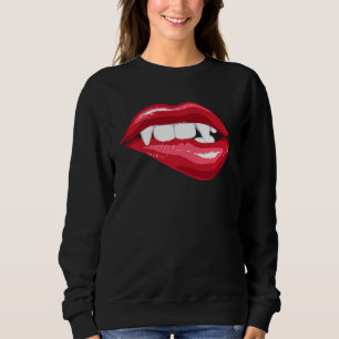 Rood Vrouw Vampier Biting Lips Vampire Lover Hallo Trui