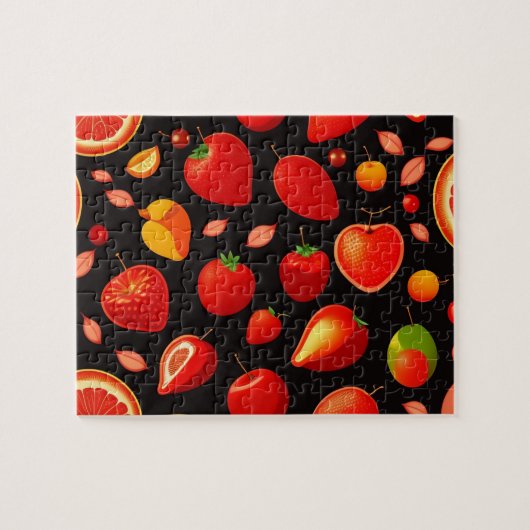 Rood Vruchtenpatroon Legpuzzel (Horizontaal)
