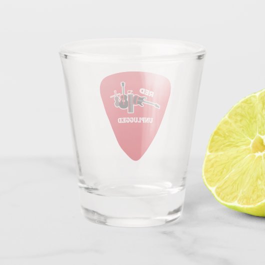 Rood vuil Unplugged Pick Logo Shot Glass Shot Glas (Achterkant)