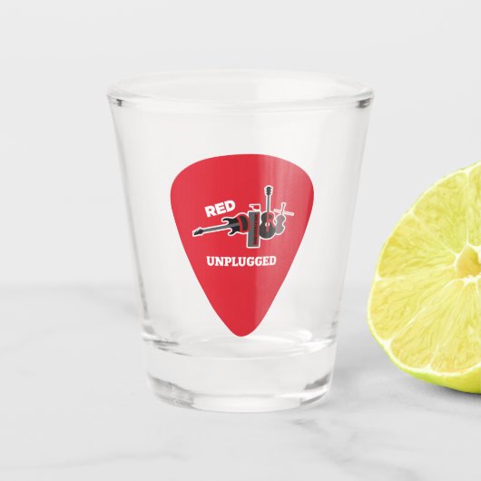 Rood vuil Unplugged Pick Logo Shot Glass Shot Glas (Voorkant)