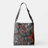 Rood vuur, zwarte steen, fantastische abstracte te crossbody tas (Achterkant)