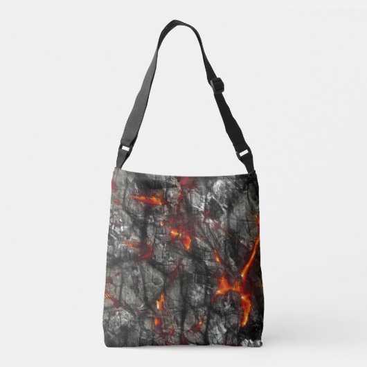 Rood vuur, zwarte steen, fantastische abstracte te crossbody tas (Achterkant)